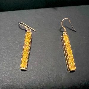 Gold Drusy drop earrings.